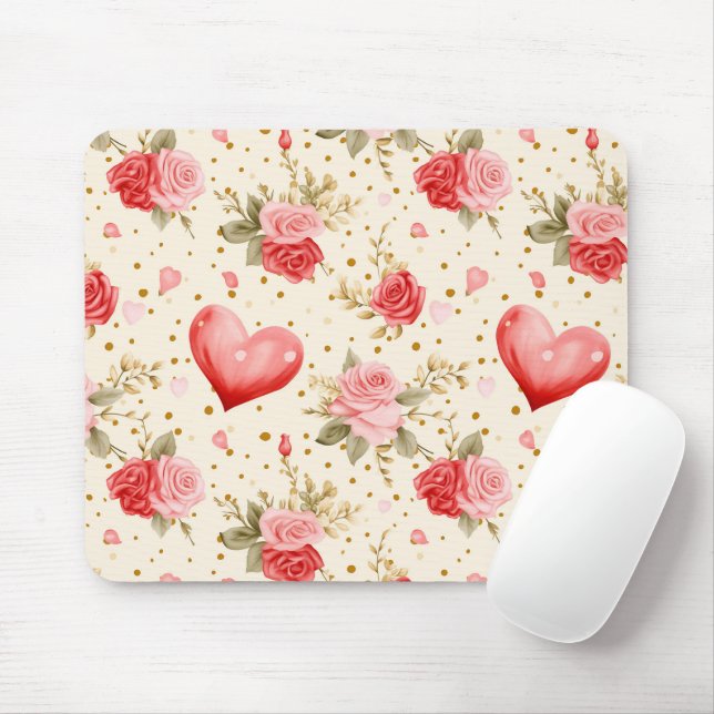 Valentinins Rosa und Rote Rosen und Herz Mousepad (Mit Mouse)