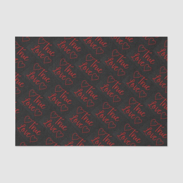 Valentinins Tissue "True Love Red Glitzer" Seidenpapier (Vorderseite)