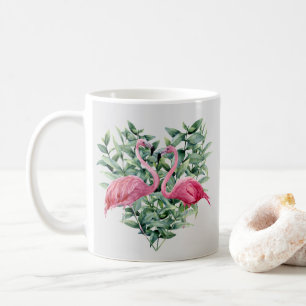 Valentinins Wasserfarbenherz Rosa Flamingos Floral Kaffeetasse