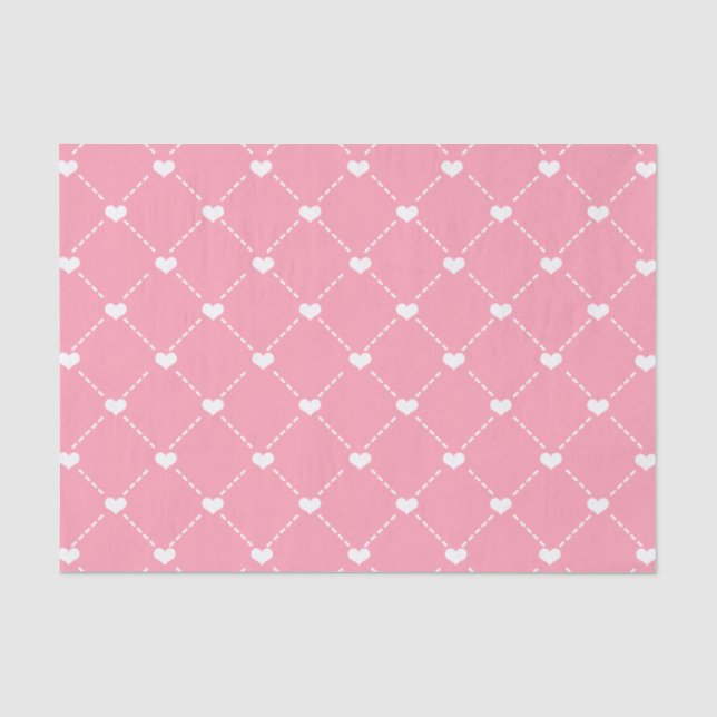 Valentinin's White Hearts & Dashes Seidenpapier (Vorderseite)