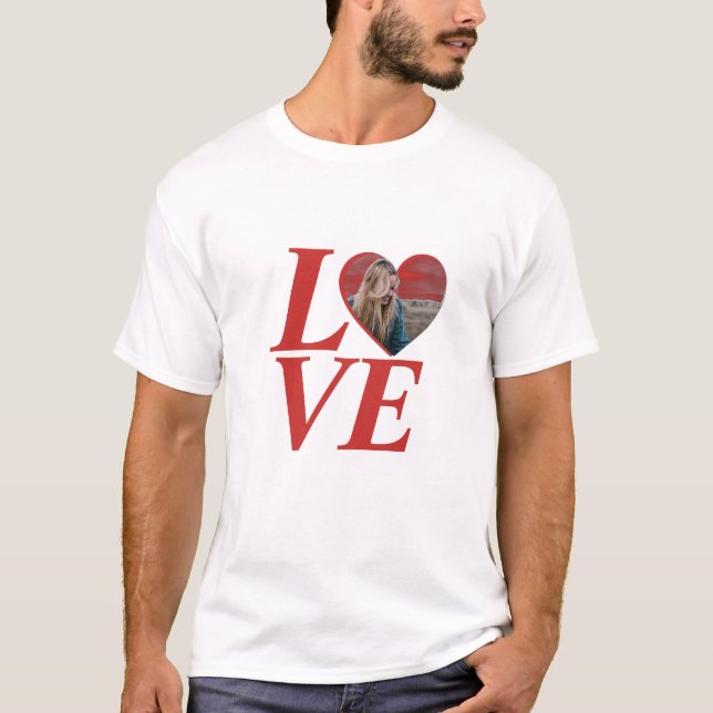 Valentinische Herzform personalisierte Foto Liebe T-Shirt (Vorderseite)