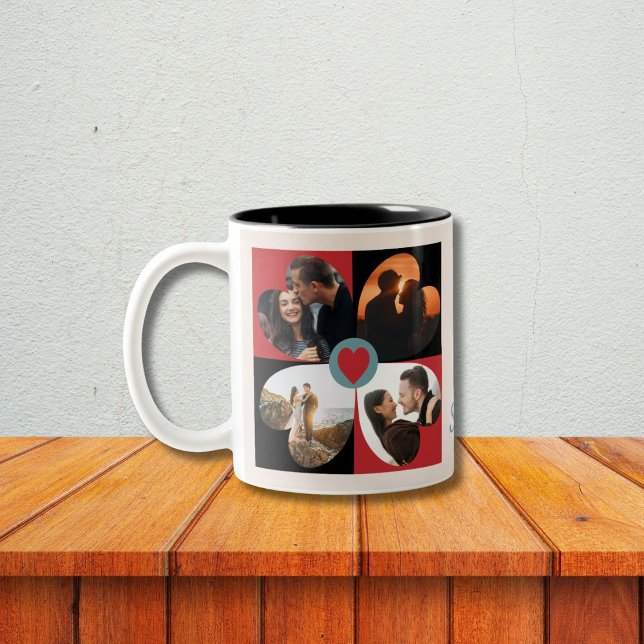 Valentinische Herzklopfen Foto Collage Tasse (Von Creator hochgeladen)
