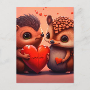 Valentinische Igel Cartoon Postkarte