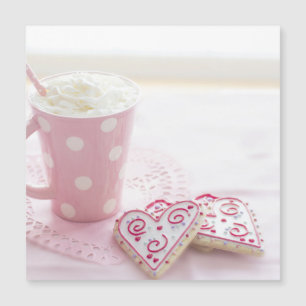 Valentinische Liebe Cookies Heiße Schokolade Magnetkarte