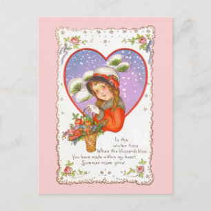 Valentinische Liebe Winterzeit Postkarte
