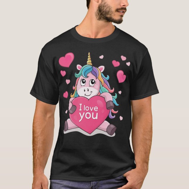 valentinische lustige Einhorn-Tasse T-Shirt (Vorderseite)