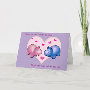 Valentinische Niedliche Hippo-Karte Feiertagskarte