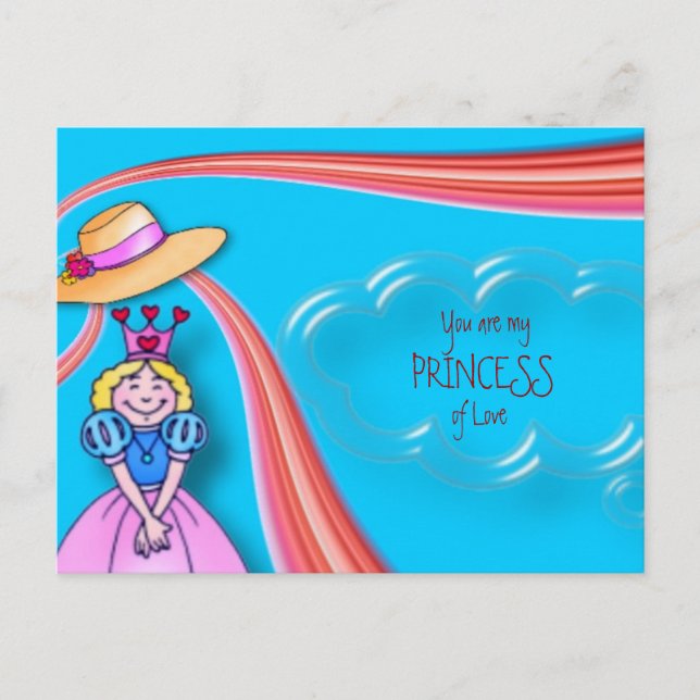 Valentinische Prinzessin-Postkarte Feiertagspostkarte (Vorderseite)