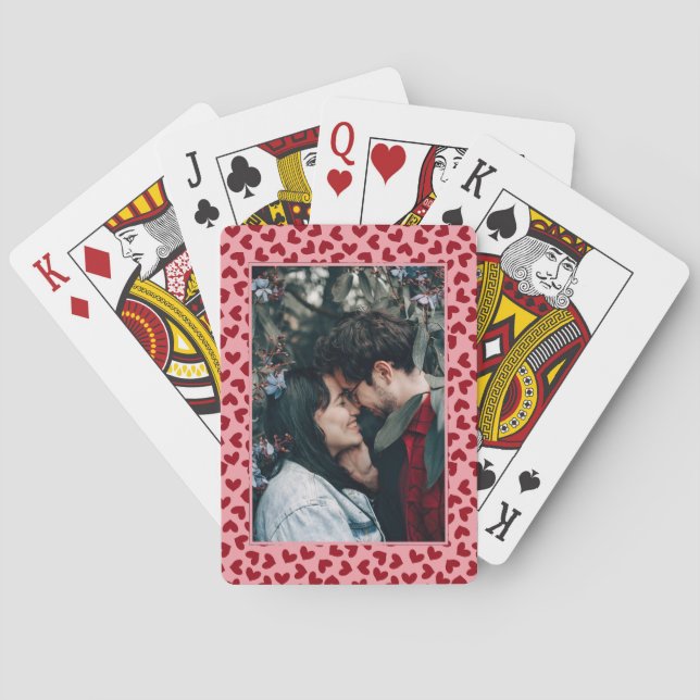 Valentinische Rotherzen Muster Foto Spielkarten (Rückseite)