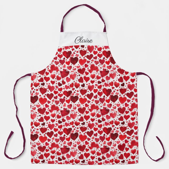 Valentinische Schürze. Bearbeitbarer Name. Schürze (Vorderseite)