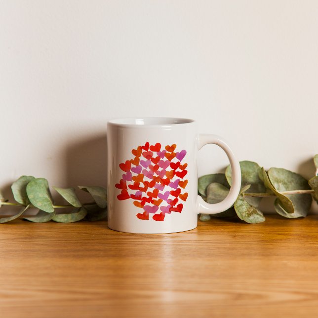 Valentinische Tagesherzen - rosa und orange Kaffeetasse (Von Creator hochgeladen)