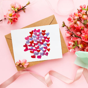 Valentinische Tagesherzen - Violett und Magenta Postkarte