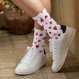 Valentinische Tagesherzen - Viva magenta und orang Socken