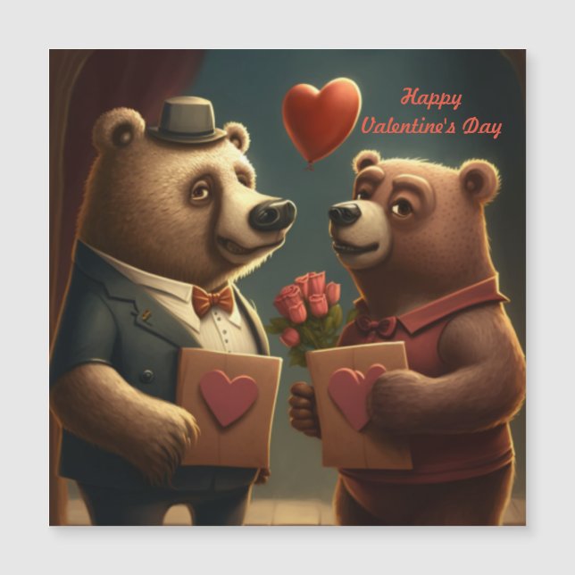 Valentinischer Bärengewohnheit Magnetkarte (Vorderseite)