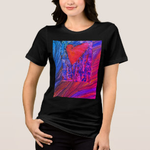 Valentinisches Herz mit rosa und lila Grafik Tri-Blend Shirt