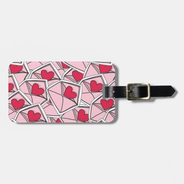 Valentinisches Herz über Umschläge Gepäckanhänger (Vorderseite horizontal)
