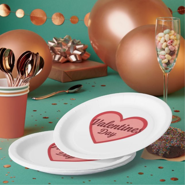 Valentinisches Herzdesign Pappteller (Multi)