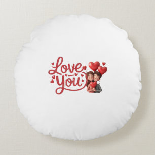 Valentinisches Liebe-Kissen Rundes Kissen