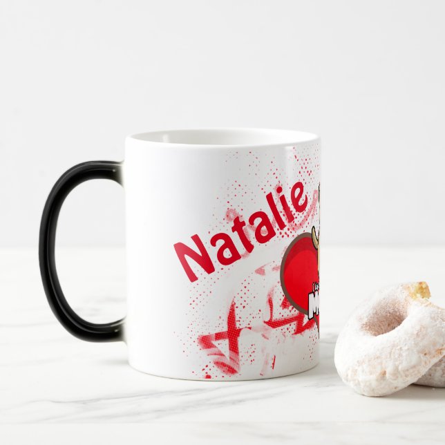 Valentinisches rotes Herz mit Bär Verwandlungstasse (Mit Donut)