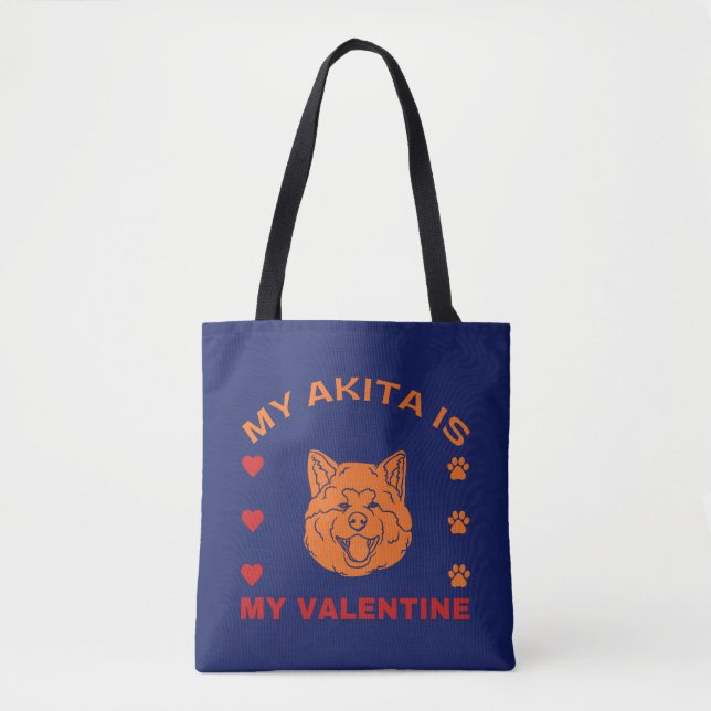 Valentinisches Zitat Meine Akita ist mein Valentin Tasche (Vorderseite)