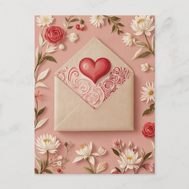 Valentinismus Blüte Feiertagspostkarte (Vorderseite)