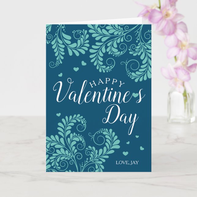 Valentinkarte (blau und türkis) karte (Orchidee)