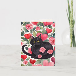 Valentinkarte für die schwarze Katze Feiertagskarte