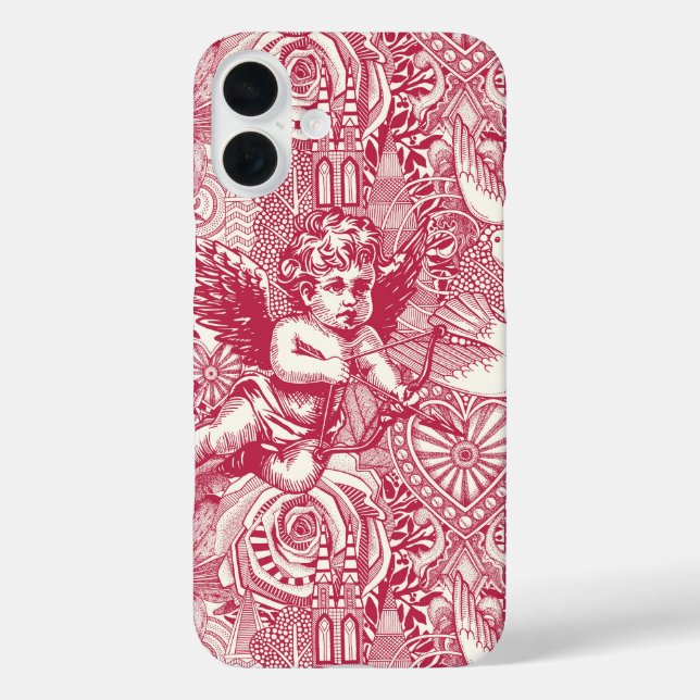 Valentinmaximalismus viva magenta halbe Perle iPhone 16 Plus Hülle (Rückseite)