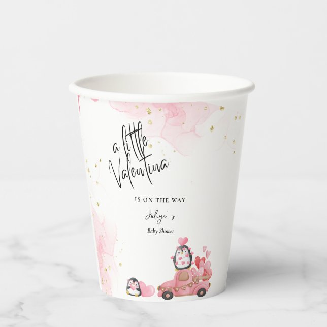 Valentinpink-Mädchen-Dusche Pappbecher (Vorderseite)