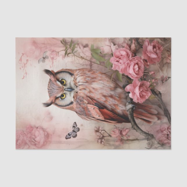 Valentinrosa Blume auf einer Zweigstelle Seidenpapier (Vorderseite)