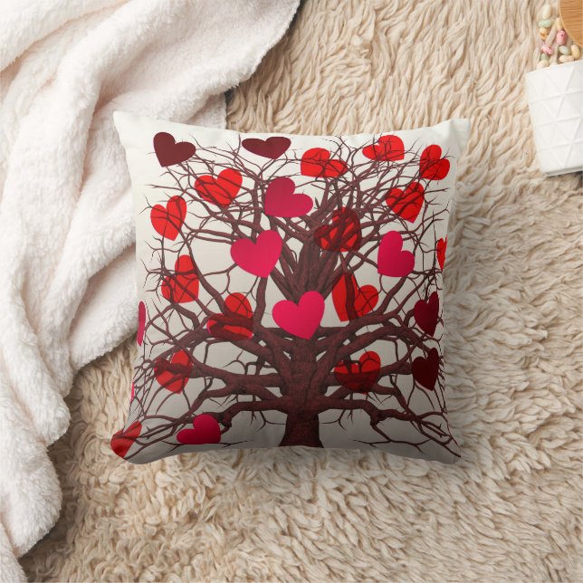 Valentinrosa und rotes Herzmuskelkissen Kissen (Decke)