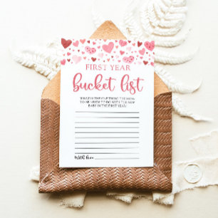 Valentins-Baby-Party-Erstes-Jahr-Bucket-List-Spiel Einladung