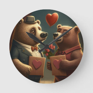 Valentins-Bär-Cartoon-Rund-Uhr Runde Wanduhr