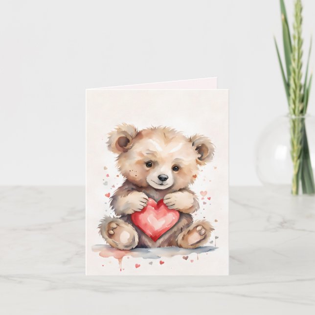 Valentins-Bär gefaltete Feiertagskarte (Vorderseite)
