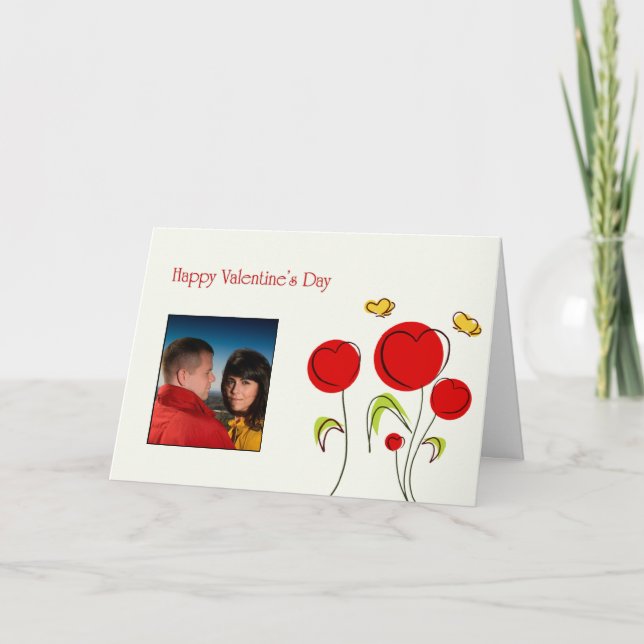 Valentins Blume Herz-Fotokarte Feiertagskarte (Vorderseite)