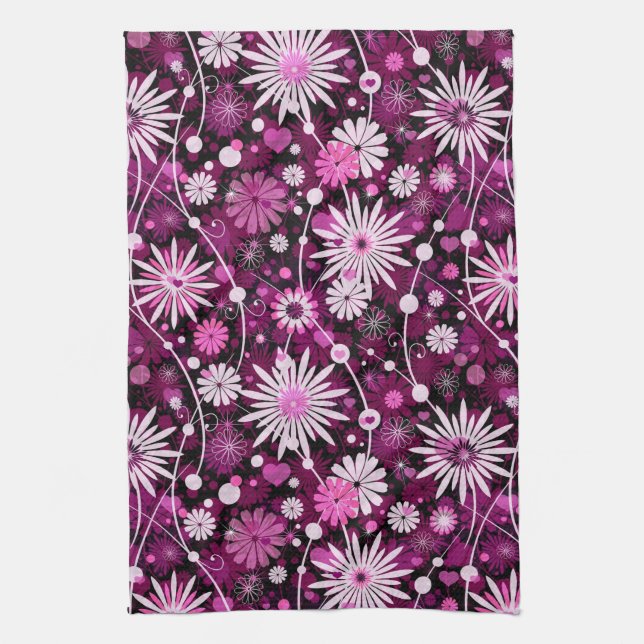 Valentins-Blumenmuster Geschirrtuch (Vertikal)