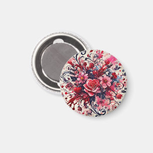 Valentins Bouquet / Rosen-Splatter-Kunst Magnet