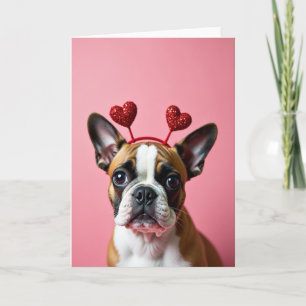 Valentins-Brindlemuster-Welpen-Herzkarte Karte
