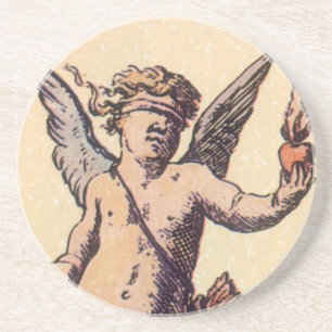 Valentins-Cupid mit verbundenen Augen, Vintage-Tar Sandstein Untersetzer