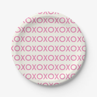 VALENTINS DACHPINK HUGS AND KISSES PAPIERPLATTE PAPPTELLER