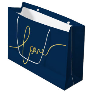 VALENTINS DAY IMITATS GOLD FOIL LIEBE SCRIPT - BLA GROßE GESCHENKTÜTE