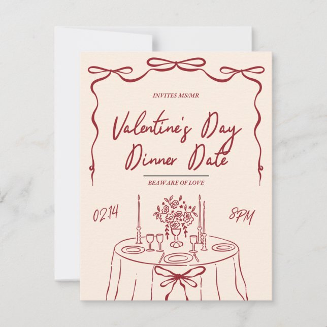 Valentins Dinner-Date Feiertagskarte (Vorderseite)