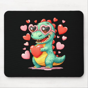 Valentins-Dinosaurier Trex hält Herz Mädchen Sunl Mousepad