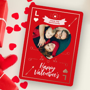 Valentins Familienfoto Herz und Liebe Rot Pink Folieneinladung