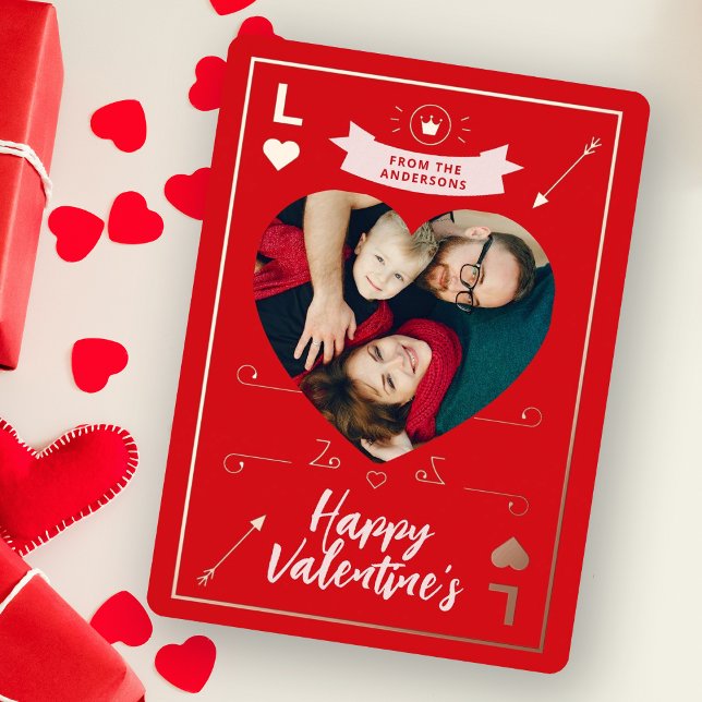 Valentins Familienfoto Herz und Liebe Rot Pink Folieneinladung (Von Creator hochgeladen)