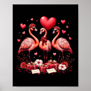 Valentins-Flamingo Rosa Tier Herz Glücklicher Vale Poster