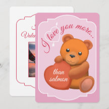 Valentins-Flat-Karte Süßer Brauner Bär