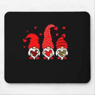 Valentins-Gnome halten Herz Leopard Happy Valen Mousepad