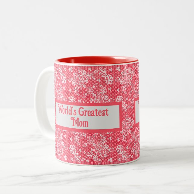 Valentins größtes Mama-Red-Leasingmuster der Welt Zweifarbige Tasse (Vorderseite Links)
