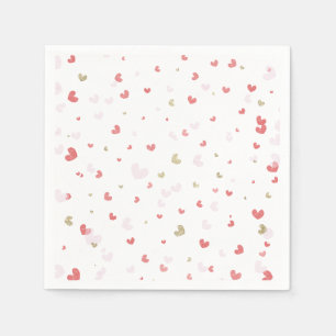 Valentins-Hearts Rot Pink & Gold Party Serviette
